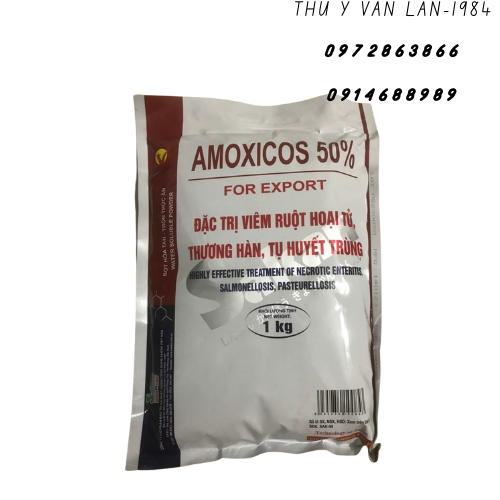 Amox 50/amox50/ amoxicos 50% 1kg-Sakan dùng cho chó, mèo, gà, vịt, lợn, trâu, bò
