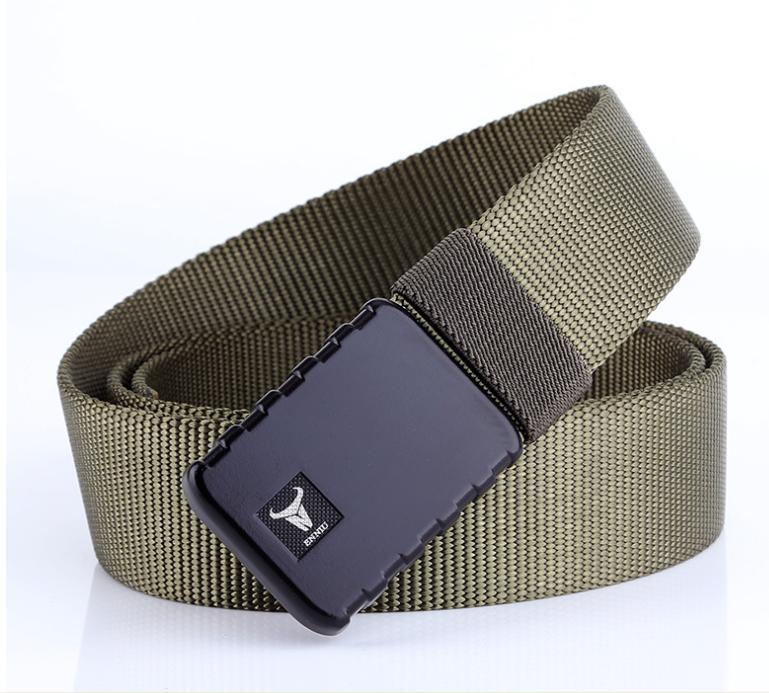 Thắt lưng vải dạng xỏ lỗ đôi kiểu mới vải dù canvas nylon phong cách lính dày dặn cứng cáp 4mm đầu khóa thắt lưng thao tác mở dễ dàng