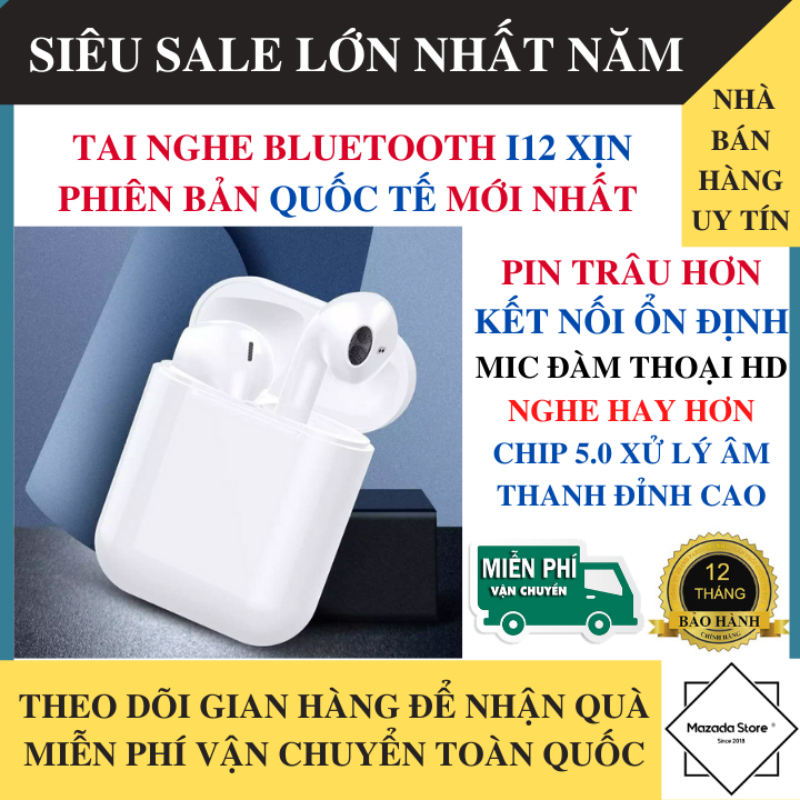 Tai Nghe Bluetooth BL Thế Hệ 12 Phiên Bản Pro Nâng Cấp Nút Cảm Ứng Cửa Sổ Kết Nối, Mic Đàm Thoại, Chống Ồn - Tai nghe bluetooth nhét tai , Tai nghe Bluetooth pin trâu