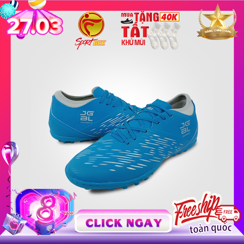 [SẢN PHẨM HOT 2020] Giày đá bóng nam Jogarbola 190424B Màu Xanh nước biển Sân cỏ nhân tạo, đinh nhỏ, da mềm êm chân, bo cổ chân mitre động lực bee sport, bee-sport, sport-bee, sport bee