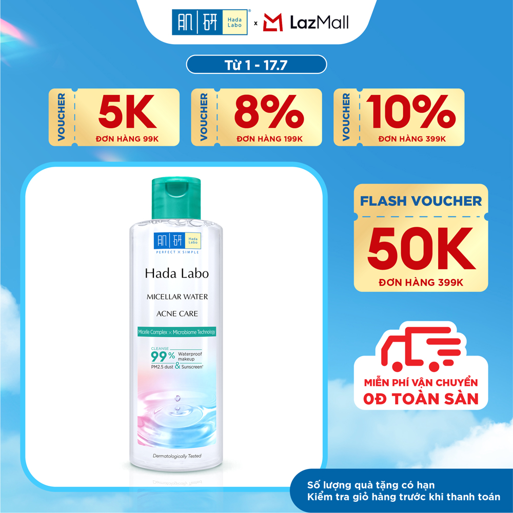 Nước tẩy trang sạch sâu cho da mụn, nhạy cảm Hada Labo Micellar Water Acne Care 240ml