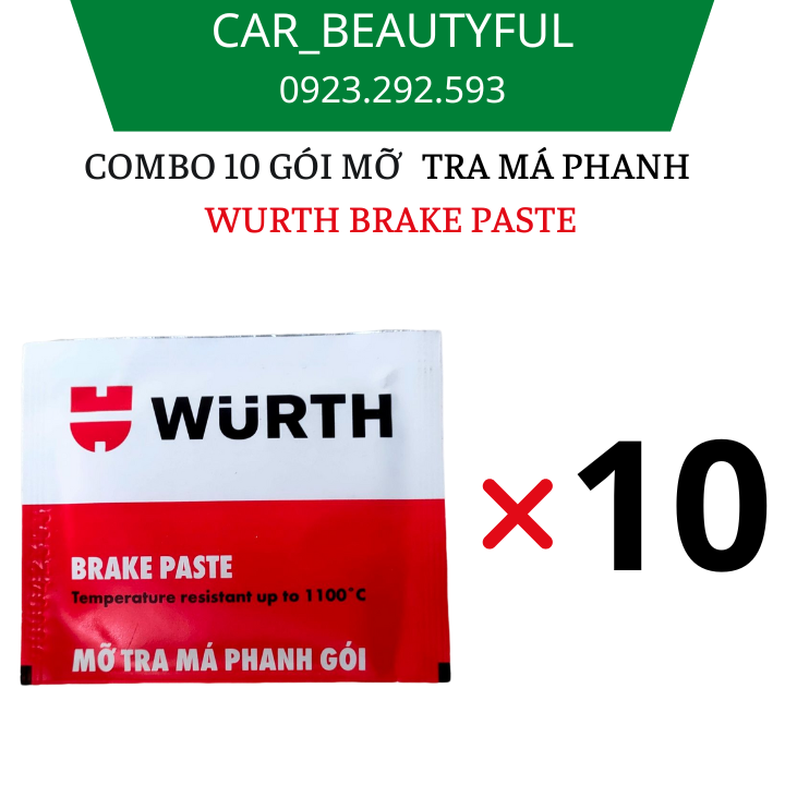 Combo 10 gói mỡ tra má phanh wurth brake paste