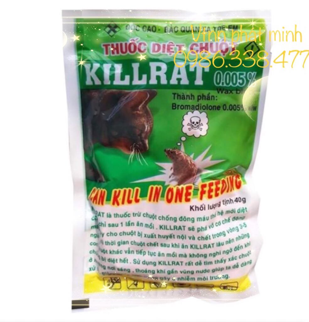 Thuốc diệt chuột Killrat thế hệ mới 0.005% 1 gói 40gr