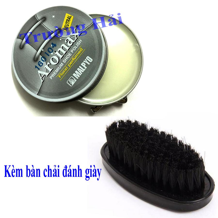 Combo Hộp Xi đánh giày không màu Aromax Hàn Quốc + Bàn Chải Kiwi
