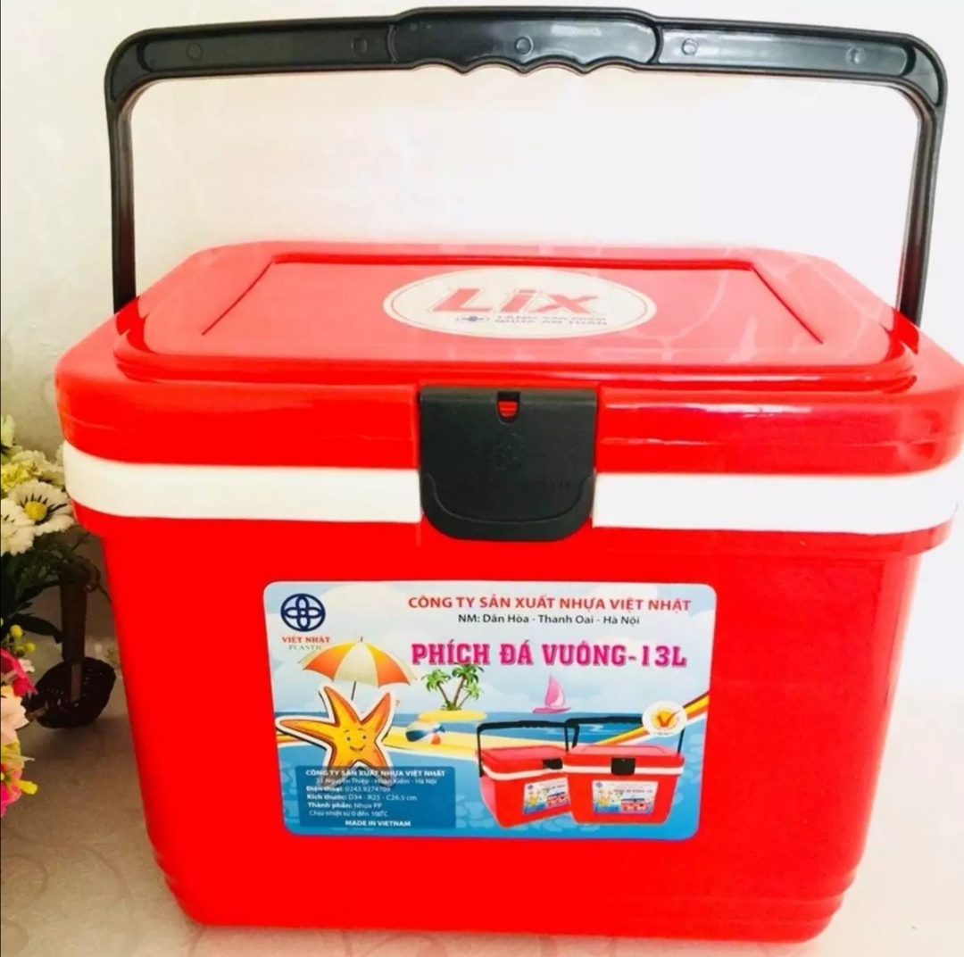 Phích đá, thùng đá vuông giữ nhiệt 13 Lít, 16 Lít Việt Nhật. Thùng cao cấp 3 lớp giữ nhiệt đến 6 tiếng.