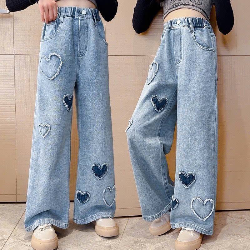 {Size Đại} Quần jean ống rộng cho bé gái size 20-40kg, quần bò ống đứng bé gái cạp chun form siêu đẹp
