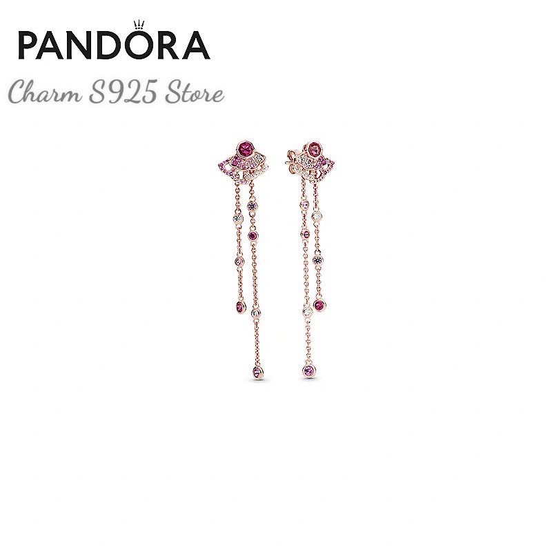 Charm pan bông tai hình quạt tua rua bạc s925 cao cấp