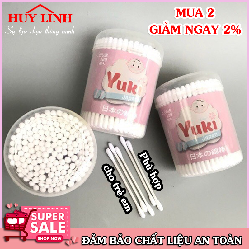 Hộp tăm bông yuki cho trẻ, vệ sinh cho bé, an toàn cho bé, đồ dùng cho bé, hàng nhật chất lượng cao, (TBY07), Huy Linh