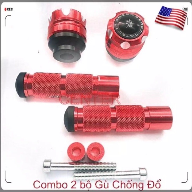 [màu đỏ] combo gù chống đổ trước có chụp và gù chống đổ sau kiêm gác chân K9