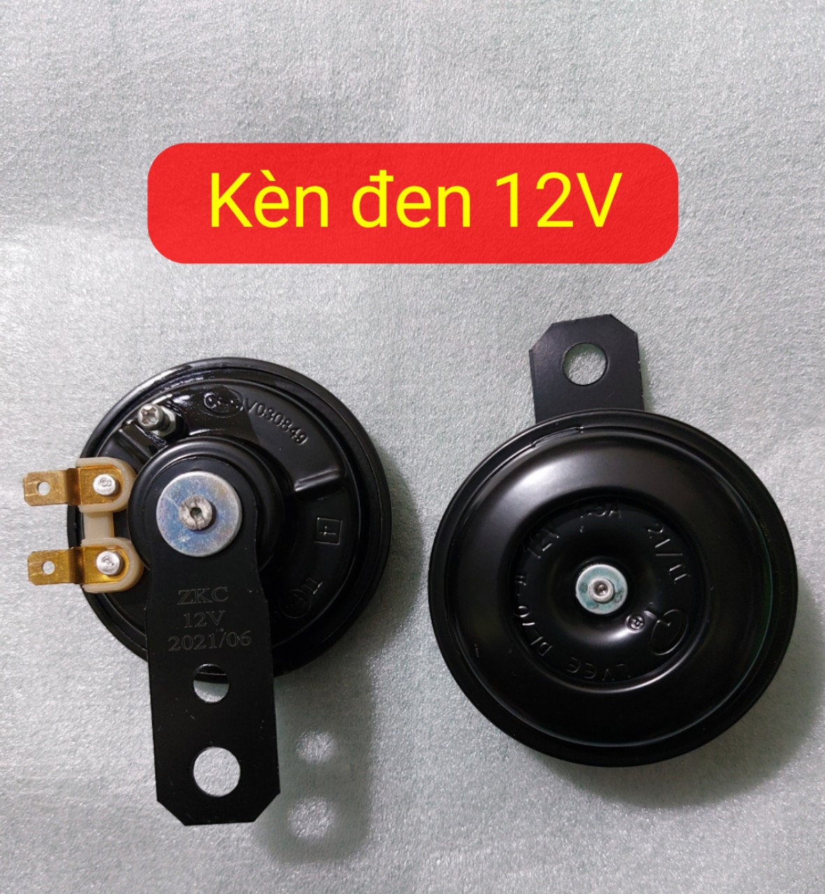 Còi sắt Kèn sắt đen lắp xe máy, xe điện 12V