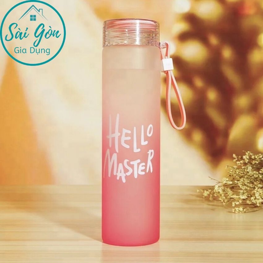BÌNH THUỶ TINH HELLO MASTER CÓ DÂY XÁCH Nhiều Màu Sắc dung tích 420ml SG-A001