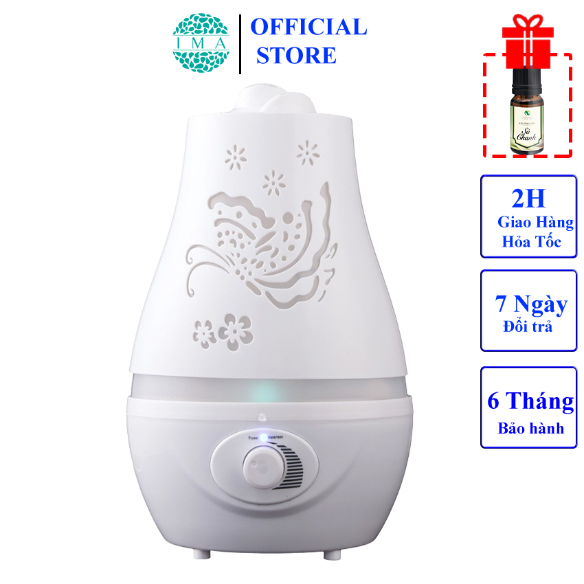 [Tặng 1 Tinh Dầu] Máy Xông Tinh Dầu  Hồ Điệp Tự Tắt Khi Hết Nước Đầu Phun Sương Nano Tạo Ẩm Phù Hợp Phòng Diện Tích 60M Dung Tích 2000ML Bảo Hành 6 Tháng