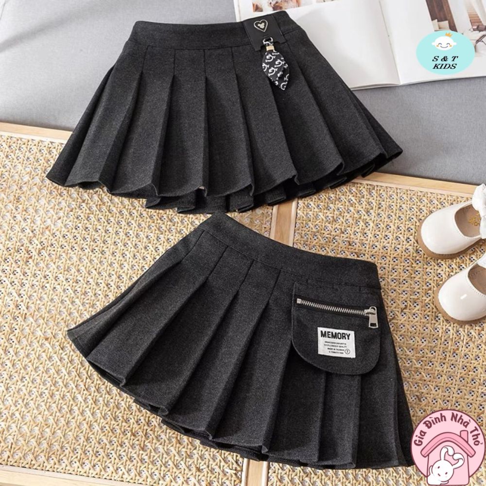 Chân váy đầm, váy tầng jean bò cho bé gái