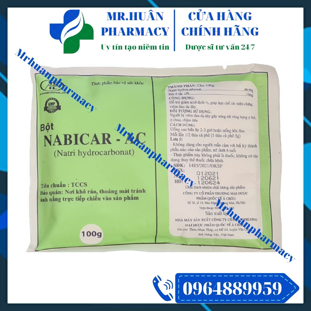Muối dạ dày Nabicar - AC 100g - Hỗ trợ giảm acid dịch vị, giúp hạn chế các triệu chứng viêm đau dạ dày