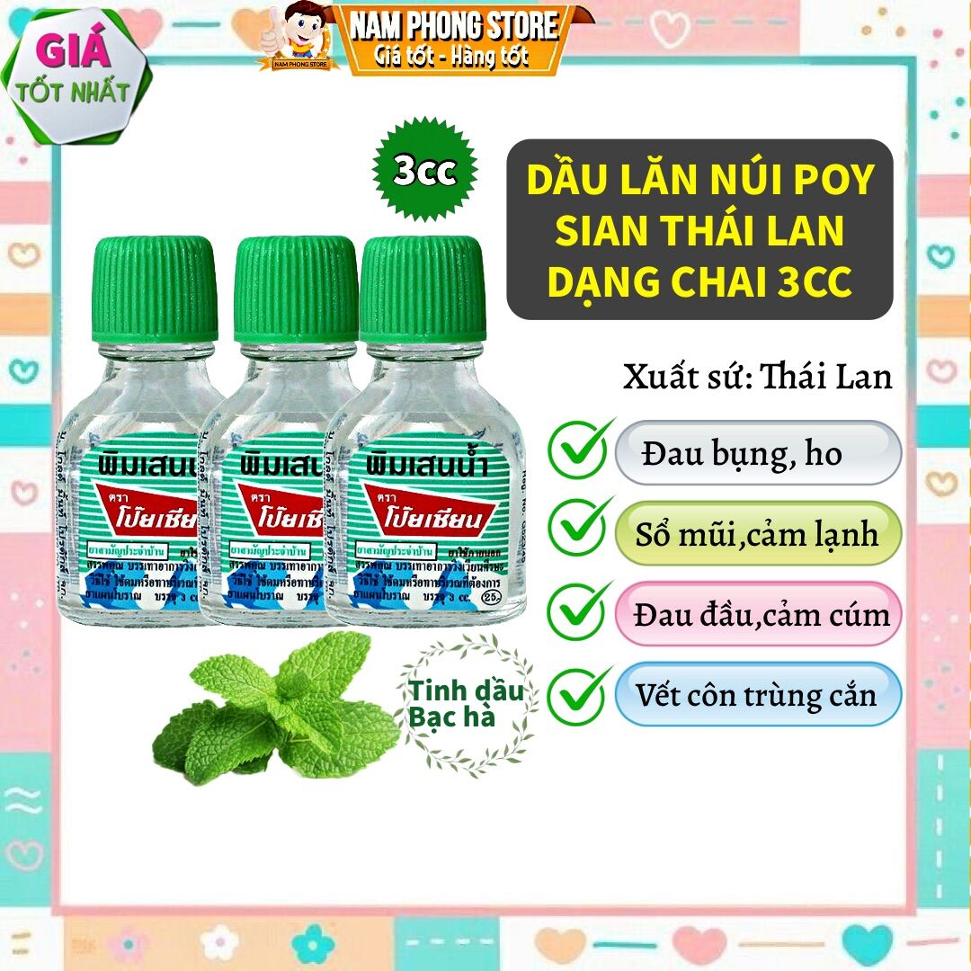 Dầu núi poy sian dạng chai thái lan 3cc / tinh dầu bạc hà
