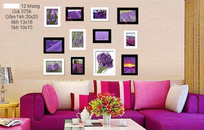 Khung ảnh treo tường hoa lavender có tặng đinh 3 chân KA007