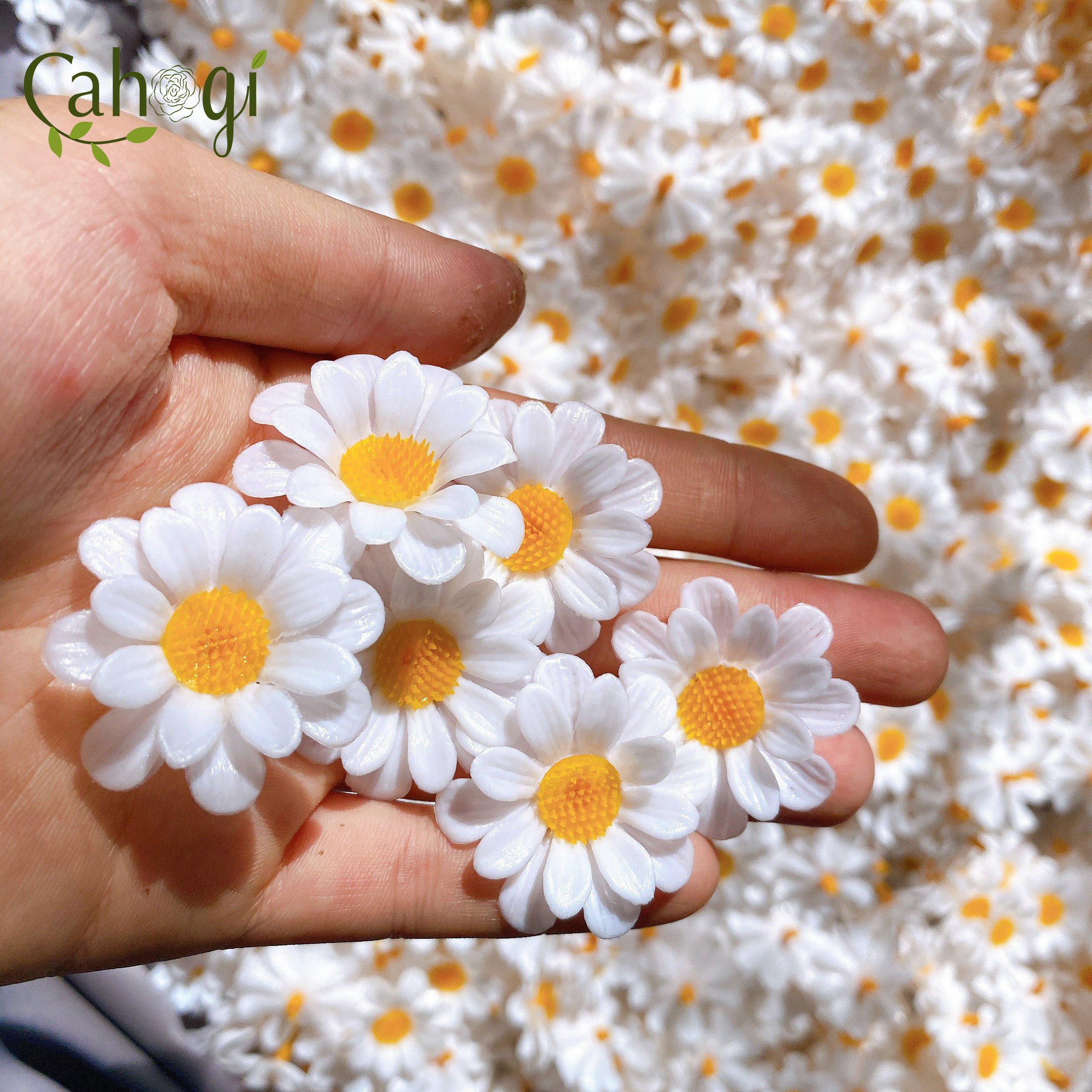 Hoa giả - gói 10 đầu bông hoa cúc hoạ mi nhựa