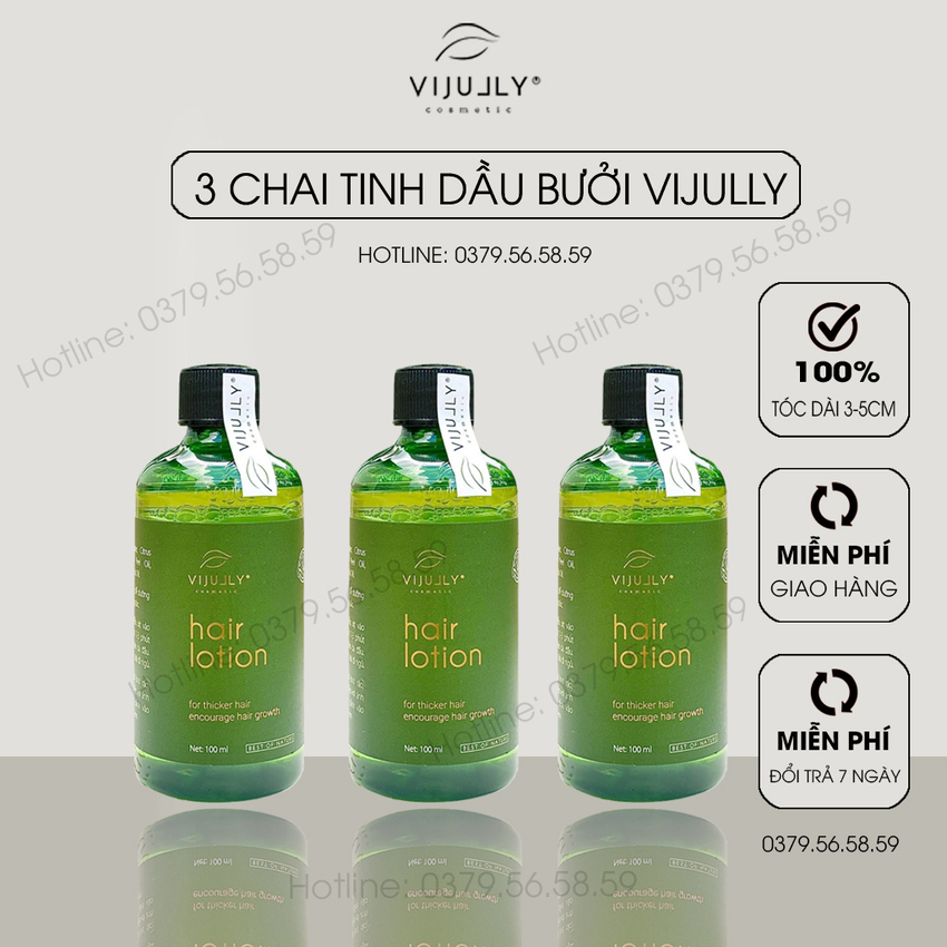 Liệu trình 3 chai Nước xịt dưỡng tóc tinh dầu bưởi Vijully (100ml x 3) giúp giảm rụng tóc, kích thích tóc mọc nhanh cho tóc dày và dài hơn gấp 2 đến 3 lần