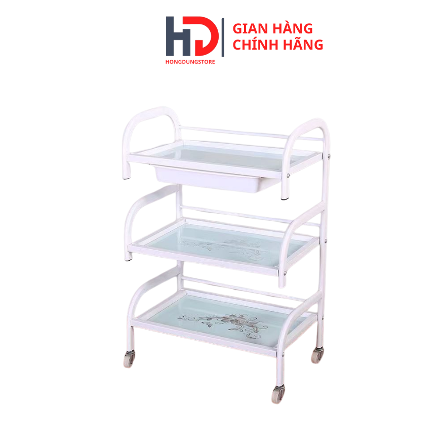 Xe đẩy kính 3 tầng dùng cho spa, tmv | Kệ kính spa 3 tầng