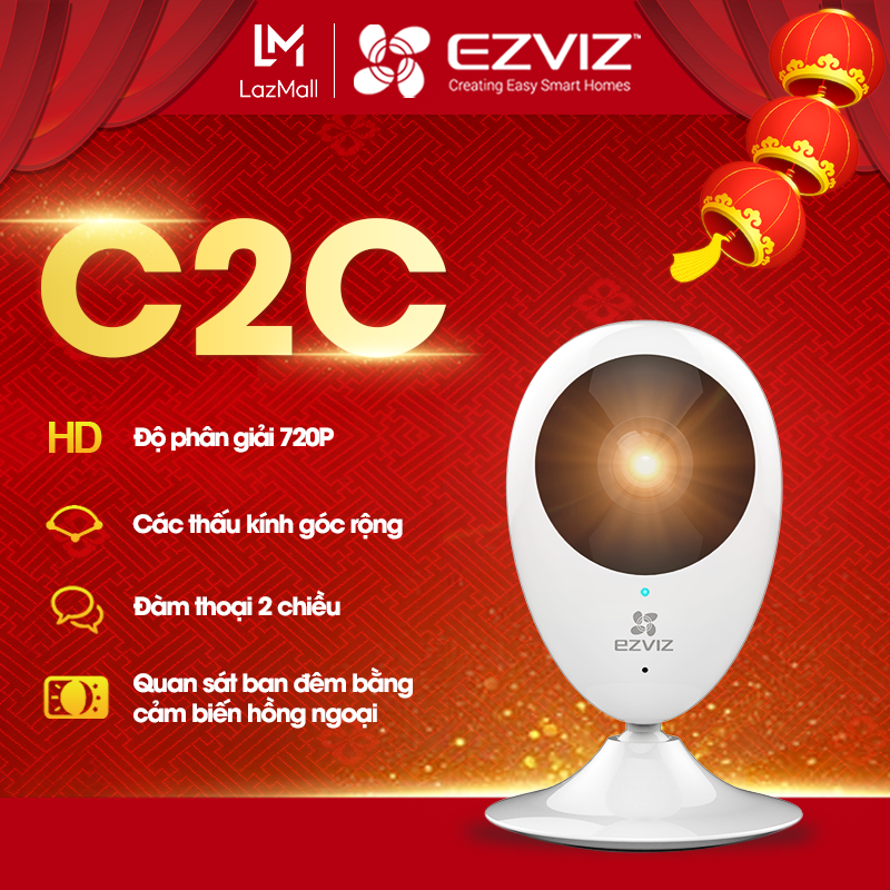 Camera wifi EZVIZ C2C đế nam châm, đàm thoại hai chiều,  thấu kính góc rộng quan sát ban đêm bằng cảm ứng hồng ngoại