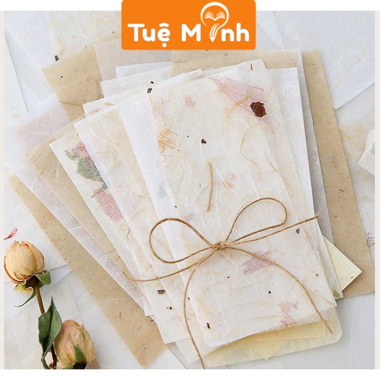 Set 30 tờ giấy hoa lá khô Vintage trang trí sổ, tấm giấy dán sổ Bullet Journal, thiệp, album