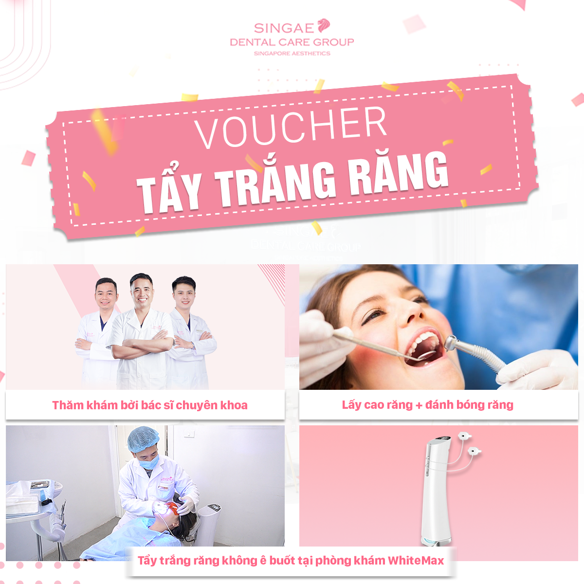 [Hồ Chí Minh và Hà Nội] E-voucher Tẩy trắng răng 1 lần - Nha Khoa Singae