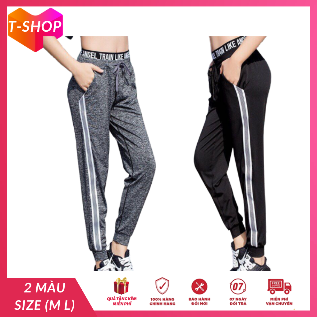 [HCM]quần tập gym jogger lưng thun in chữ phom rộng có 2 màu đen xám đồ tập quần áo thể thao aerobic zumba-CR043