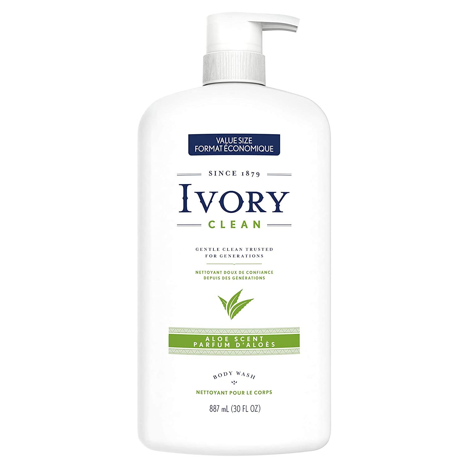Sữa tắm hữu cơ unisex hương nha đam Ivory Clean Aloe Scent Body Wash 621ml/887ml