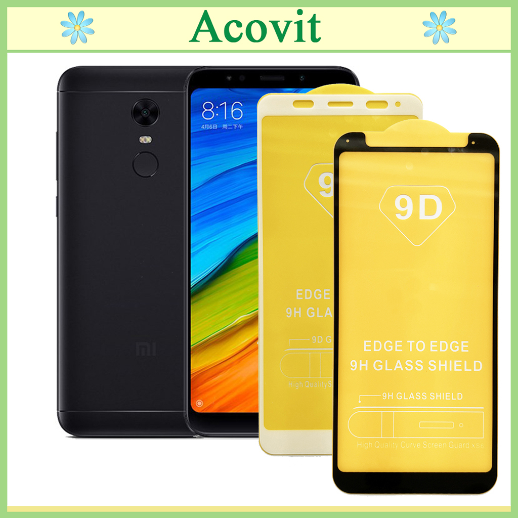" Kính cường lực 9D Xiaomi Redmi 5 Plus" _ FULL Màn Hình _ Độ Cứng 9H _ Anh thật Sản Phẩm _ ( Tặng kèm bộ giấy lau Màn hình) Acovit"