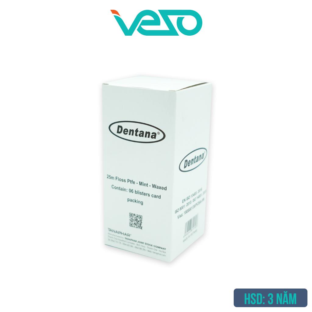 Chỉ nha khoa dentana - chỉ ptfe cao cấp, an toàn cho răng lợi - vỉ 1 cuộn 25m