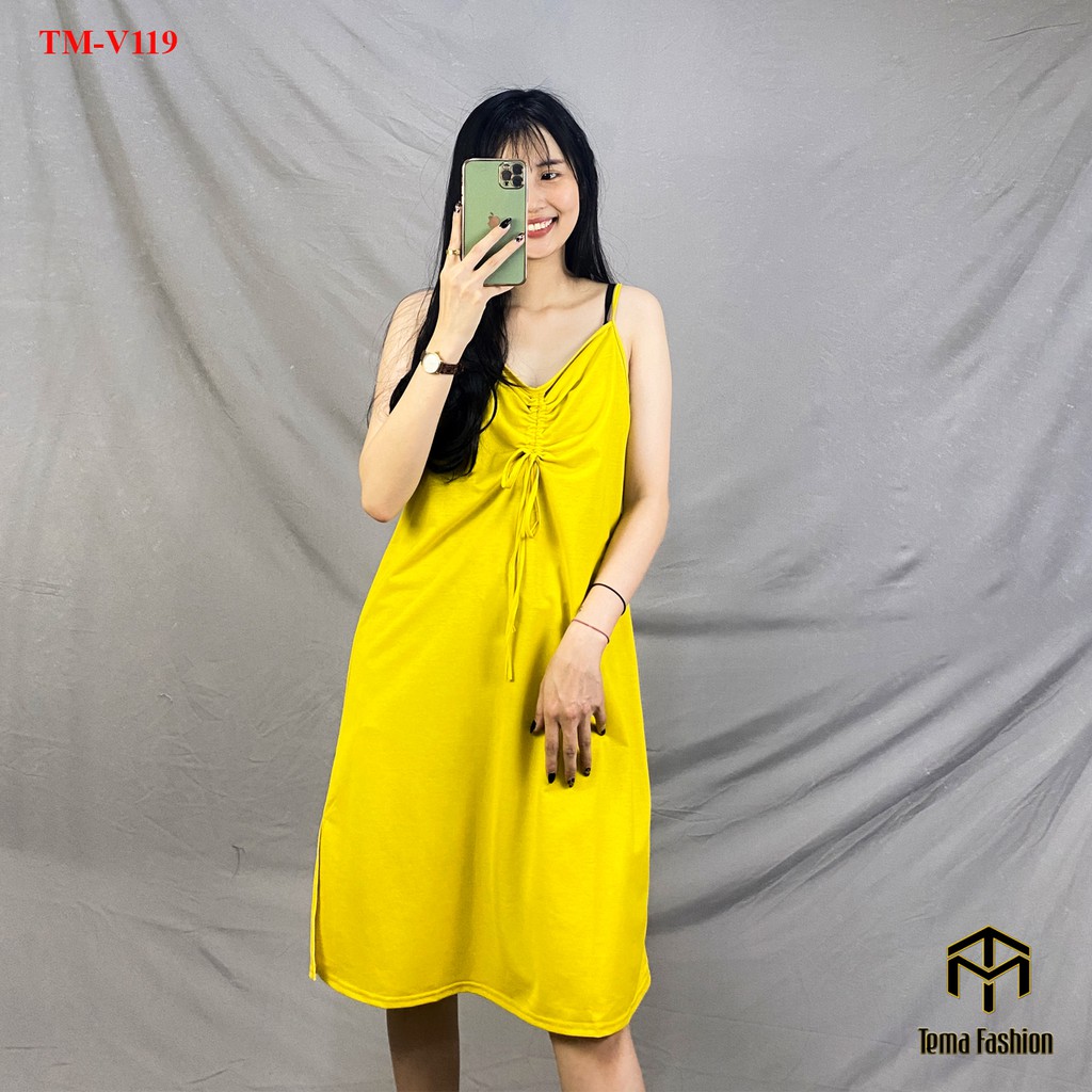 Váy đầm suông  2 dây nữ MIA 1992 - Váy 2 dây nữ dáng dài rúm ngực xẻ tà siêu xinh 5.0