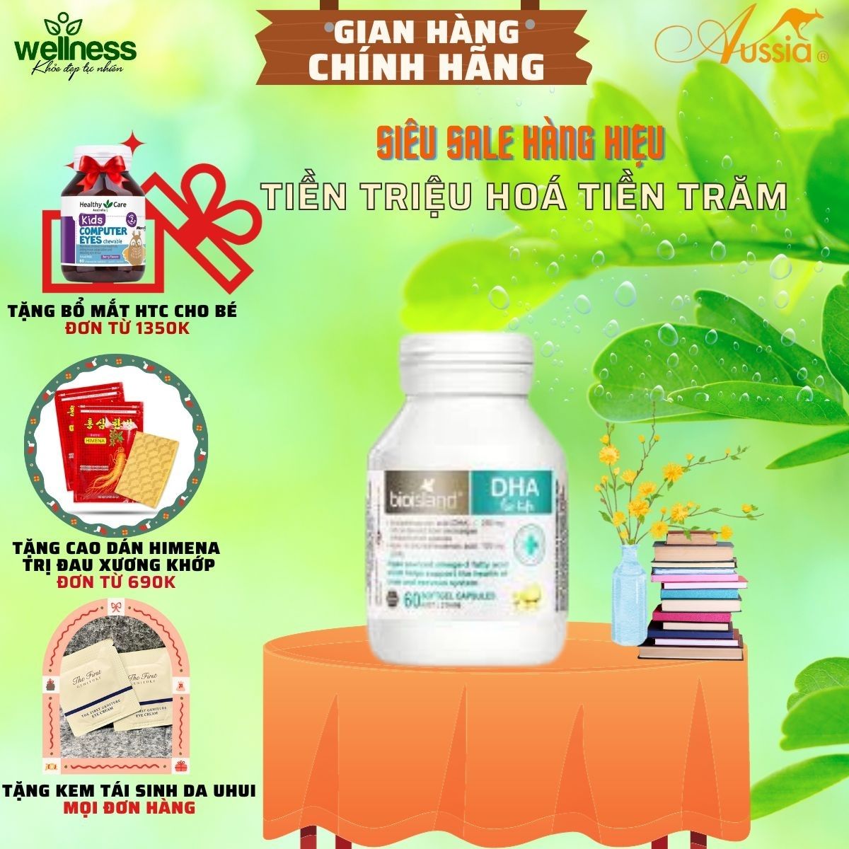 Bioisland dha for kid -úc, dha cho bé, canxi cho bé - 60 viên