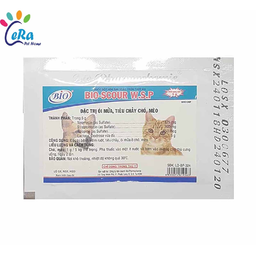 {HOT} Men Kiểm Soát Tiêu Chảy Ói Mửa Chó Mèo - Bioscour 1 gói