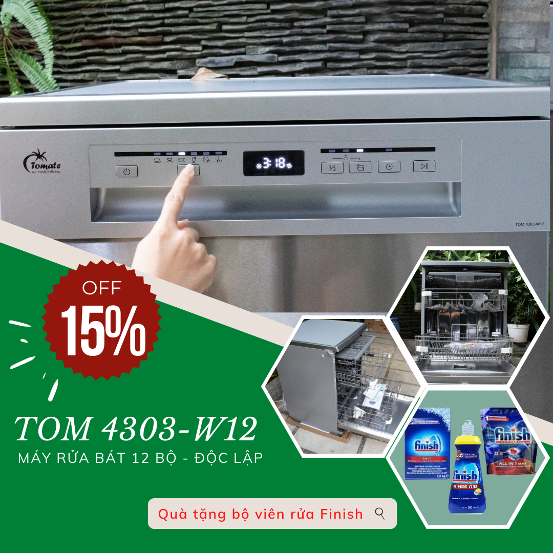 Máy rửa chén TOM 4303-W12. Nhập Khẩu Tây Ban Nha - Thương hiệu Tomate Giá 16,500,000 Đồng*Miễn phí vận chuyển