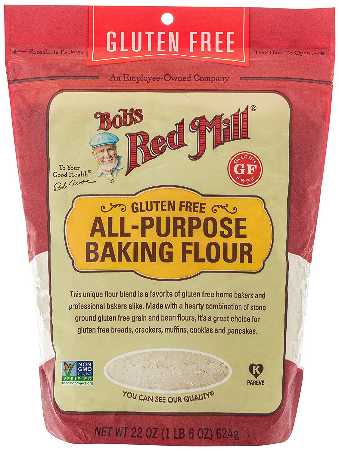 BỘT BÁNH ĐA DỤNG (Bánh mì breads, crackers, cookies, muffins, pancake) Bob's Red Mill, All Purpose Flour, Gluten Free - Non GMO - Kosher, 624g (1.37 lb)
