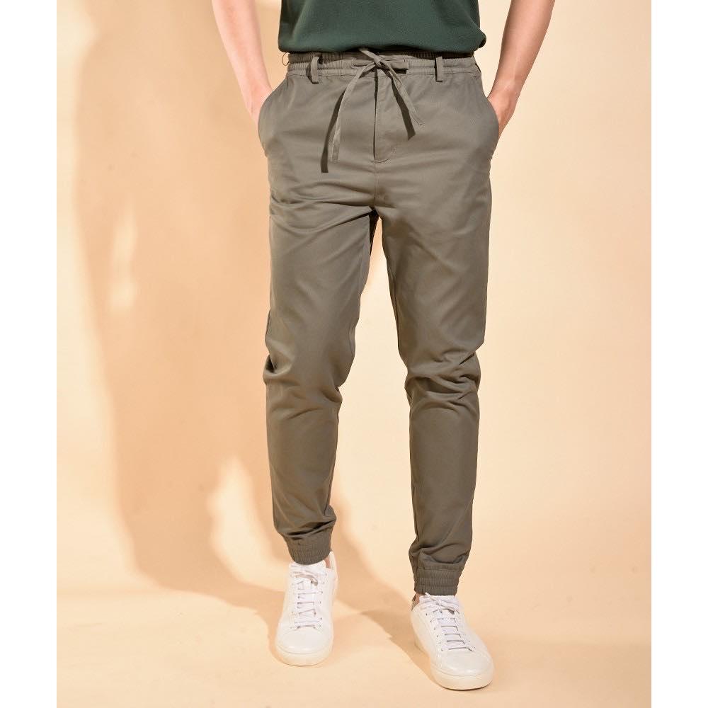 ROUTINE Quần jogger kaki nam co giãn 10F19PJO008 Castor gray
