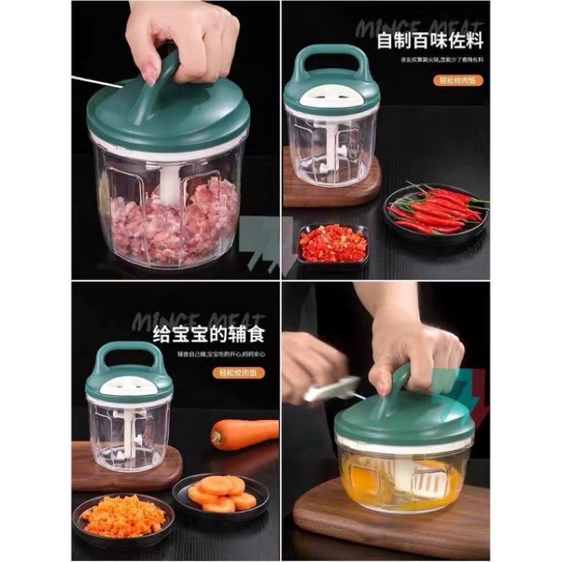 Dụng cụ xay tỏi ớt Hàn quốc Kitchen Food, Máy xay tỏi ớt bằng dây cót