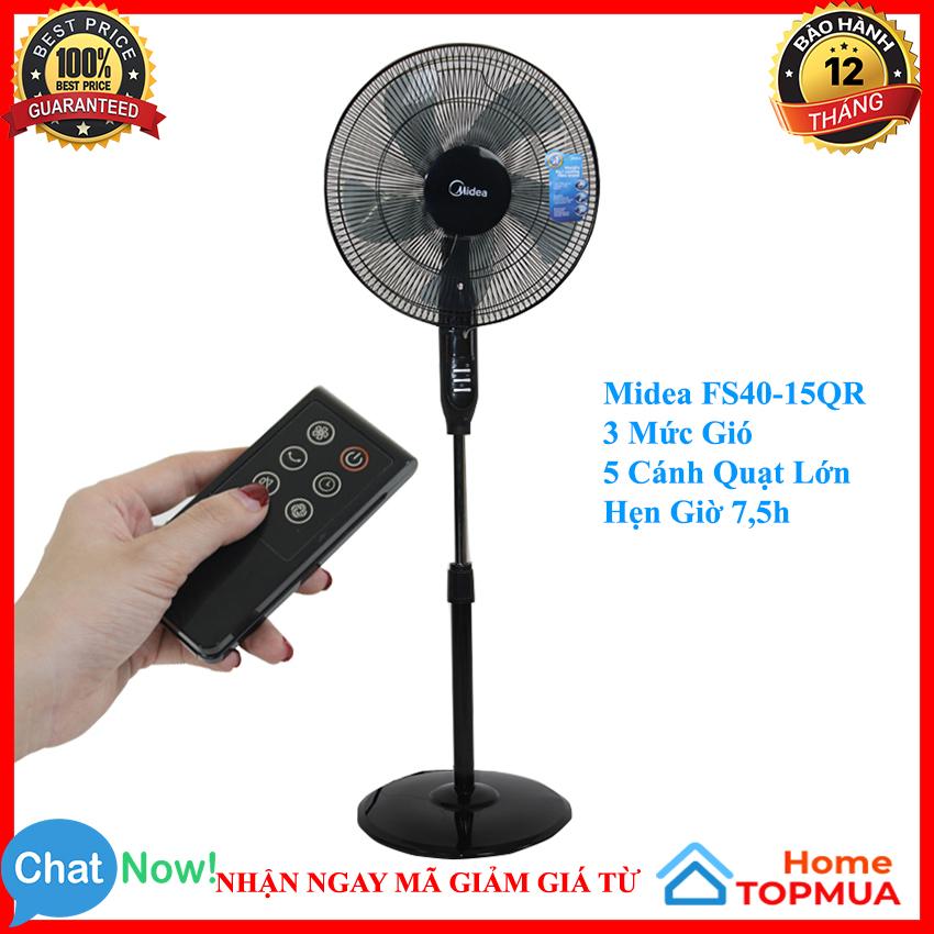 Quạt Đứng Midea FS40-15QR Có Điều Khiển, 3 Mức Gió, 5 Cánh Quạt Lớn, Hẹn Giờ 7,5h, Quạt Cây Midea, Quạt Điện Điều Khiển- Home TOPMUA