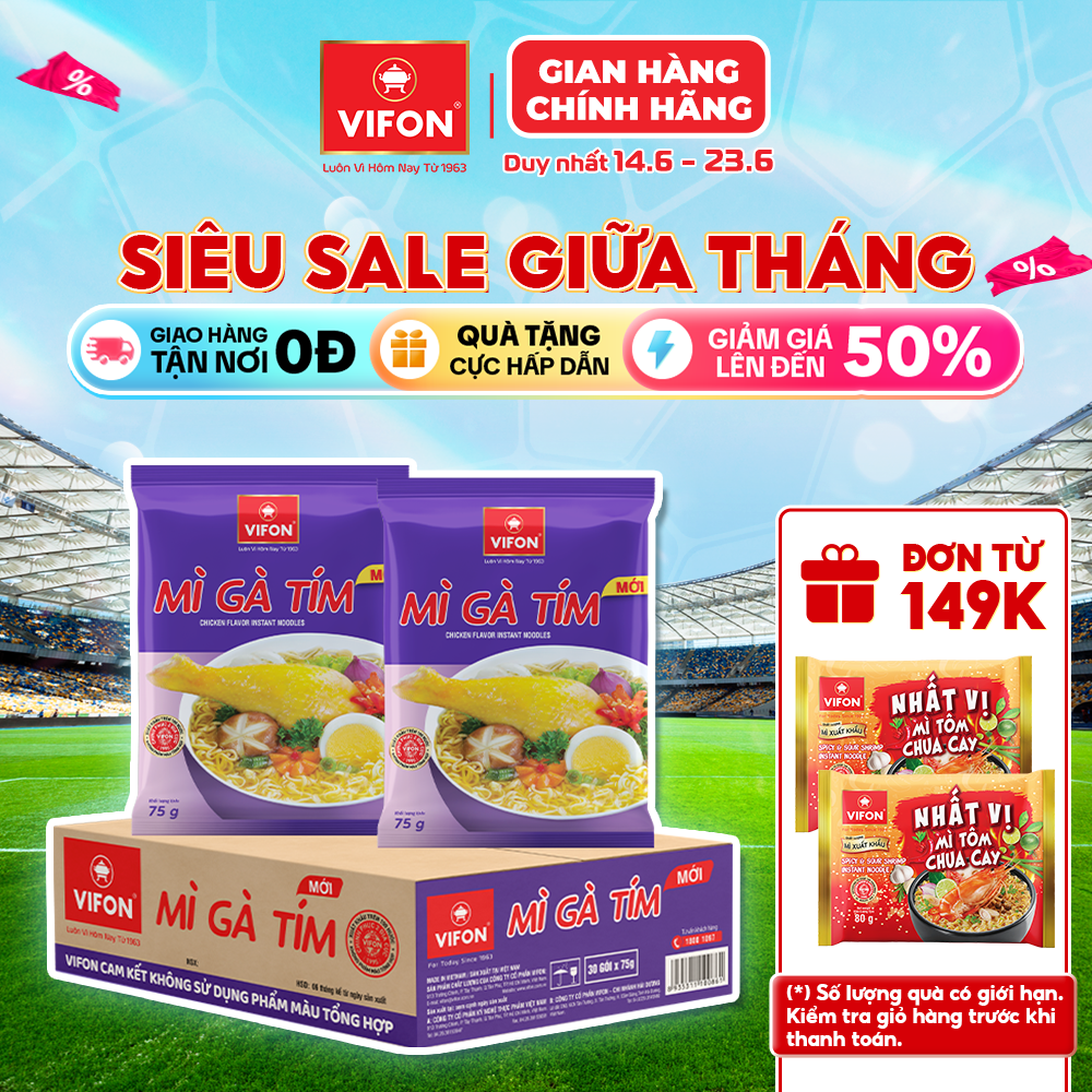 Thùng 30 gói mì gà tím vifon 75g / gói