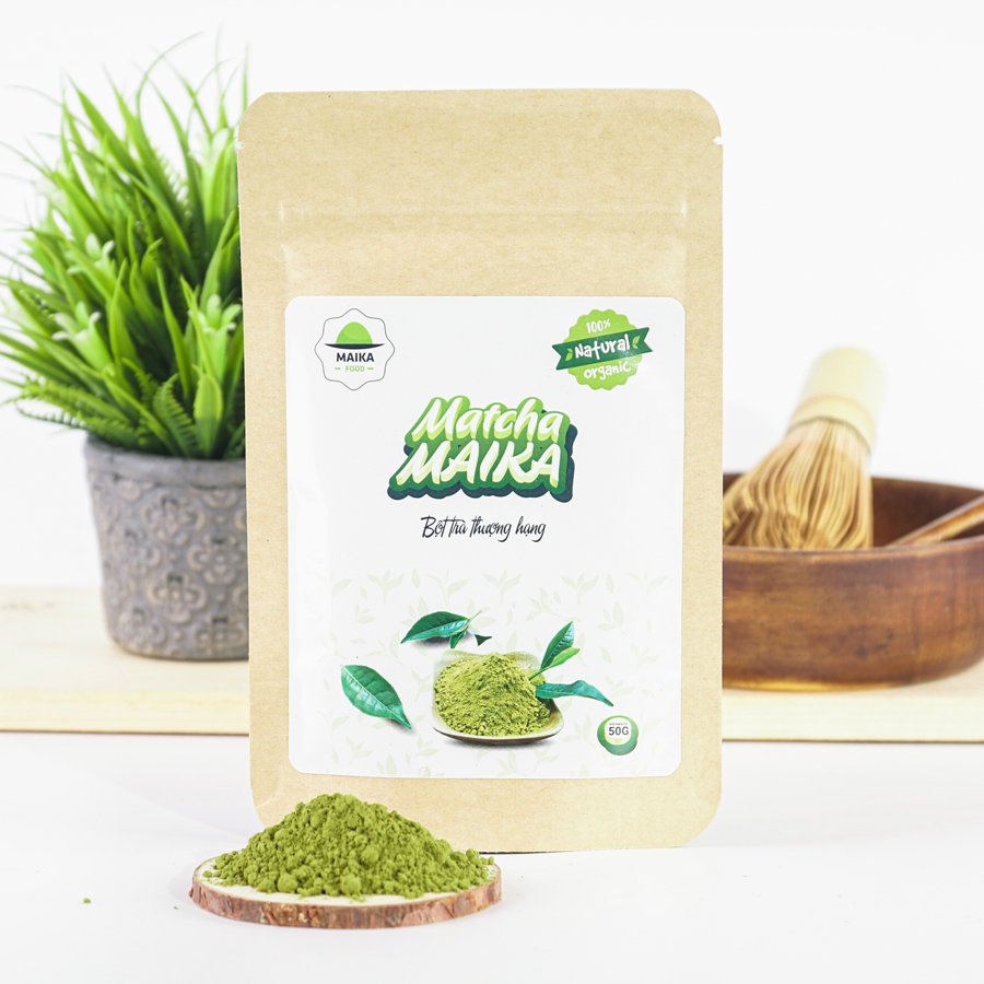 Bột Matcha Nguyên Chất MaikaFood Túi 50gr - Dùng Pha Chế, Làm Bánh. Tăng Cường Hệ Miễn Dịch, Chống Lão Hóa, Hỗ Trợ Giảm Cân
