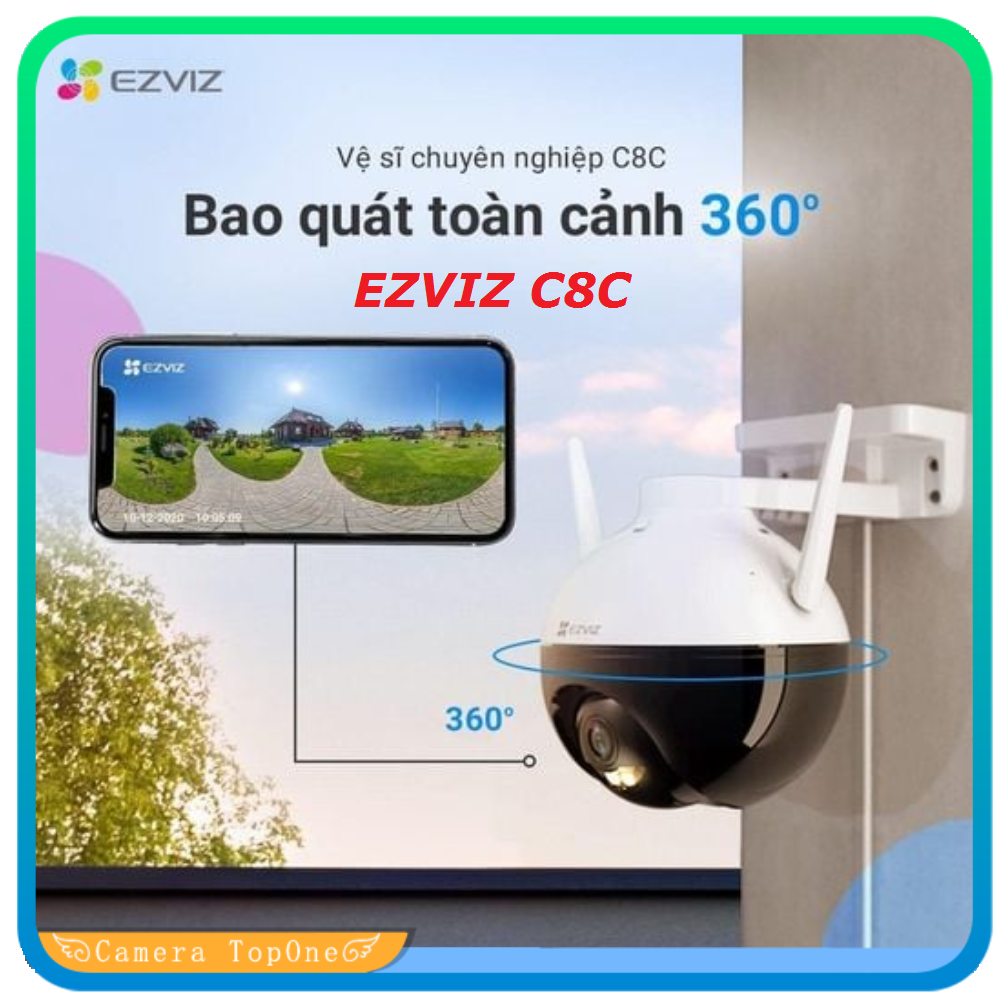 Camera IP Wifi EZVIZ 2MP- C8C -Xoay 360 độ - Ngoài trời, Hồng ngoại, Có màu ban đêm 24/7 - Giao diện Tiếng Việt