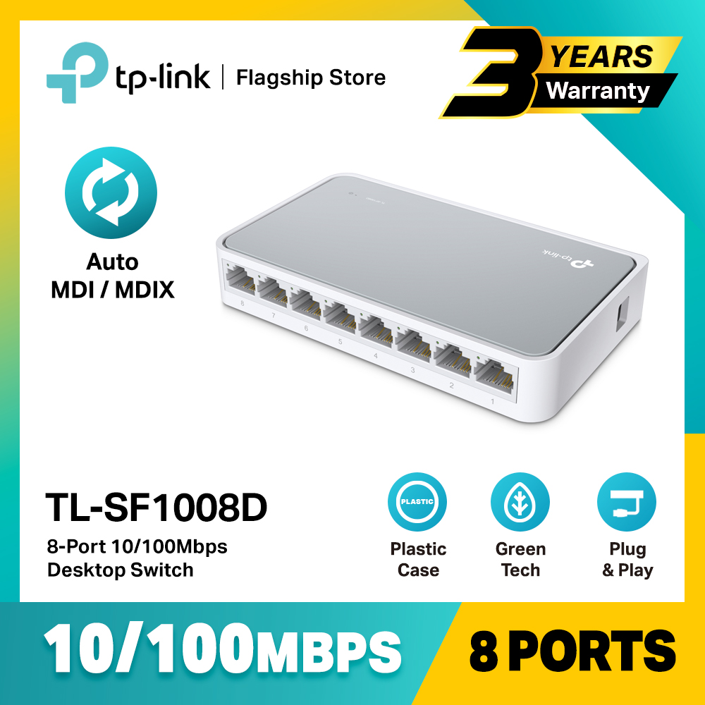 Tp-link - bộ chia tín hiệu mạng 8 cổng 10/100mbps tl-sf1008d - switch - hub bảo hành 2 năm