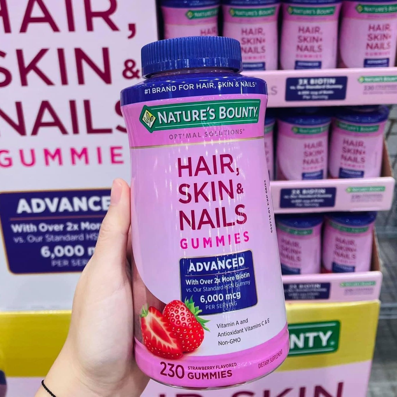 KẸO GUMMIES TÓC, MÓNG, DA MỸ - Kẹo Dẻo Hair, Skin & Nail Gummies Nature 's Bounty Mỹ 230 Viên 6000MG KẸO GUMMIES TÓC, MÓNG, DA MỸ - Kẹo Dẻo Hair, Skin & Nail Gummies Nature 's Bounty Mỹ 230 Viên 6000MG