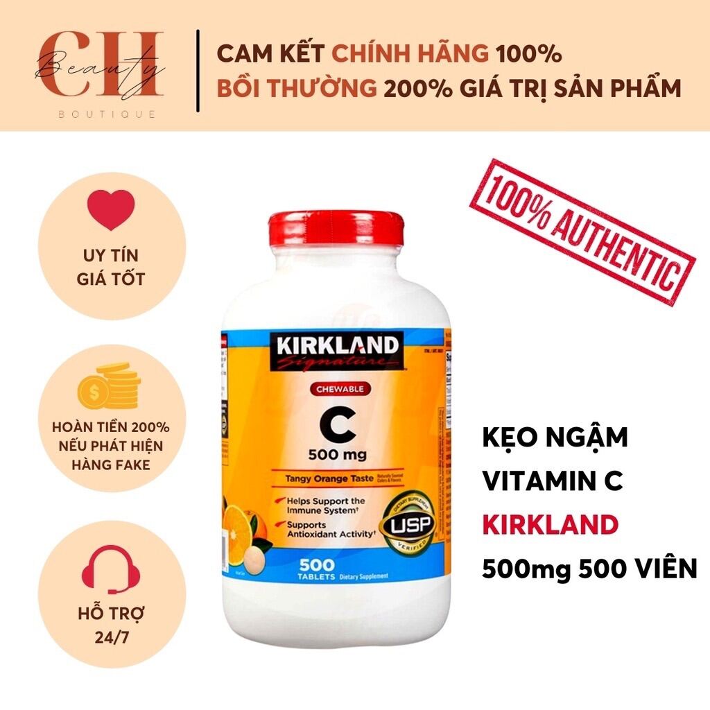 Kẹo ngậm vitamin c kirkland 500mg 500 viên - mỹ