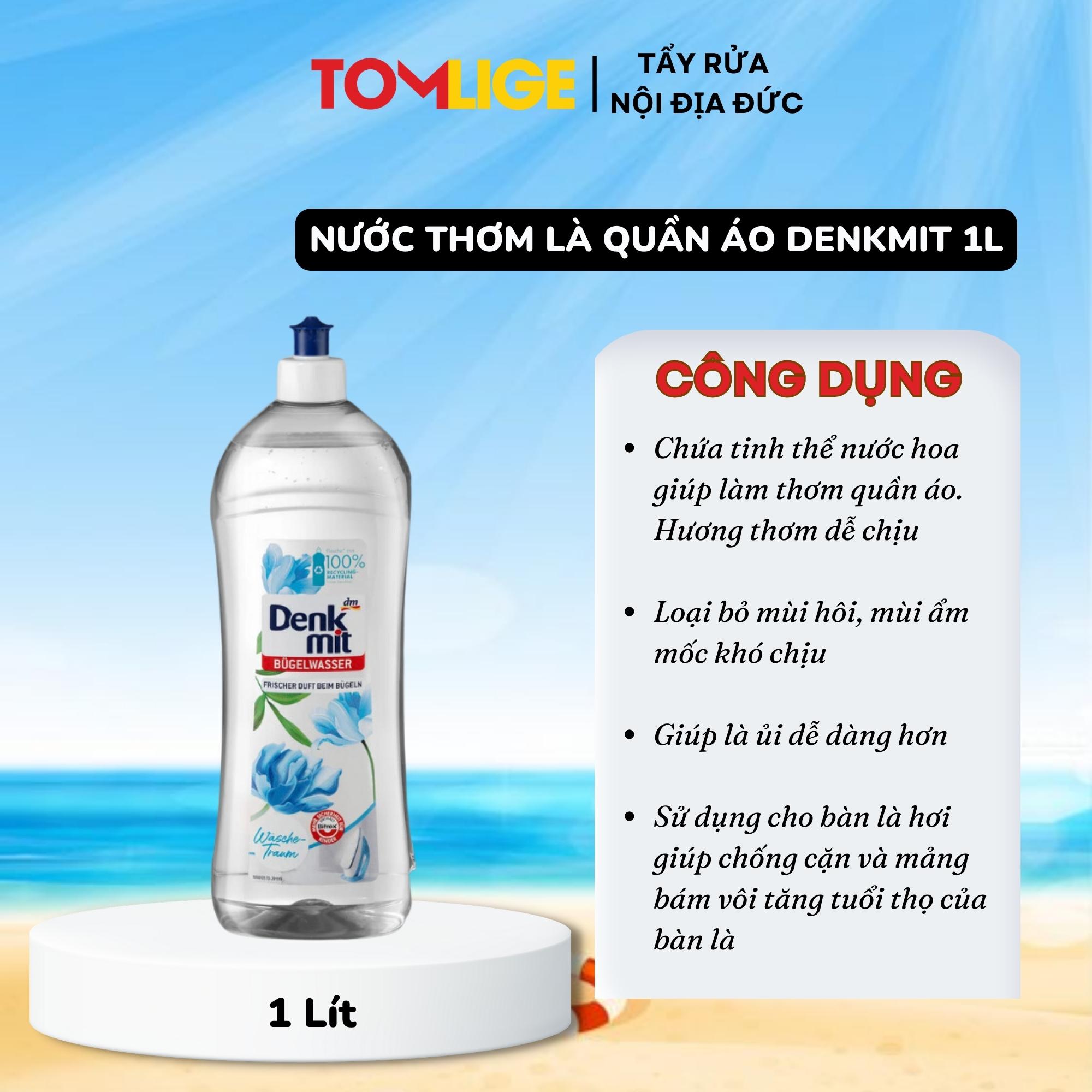 Nước Thơm Là Quần Áo Denkmit 1L, Sử Dụng Cho Cả Bàn Là Thường và Bàn Là Hơi Tomlige Hàng Đức