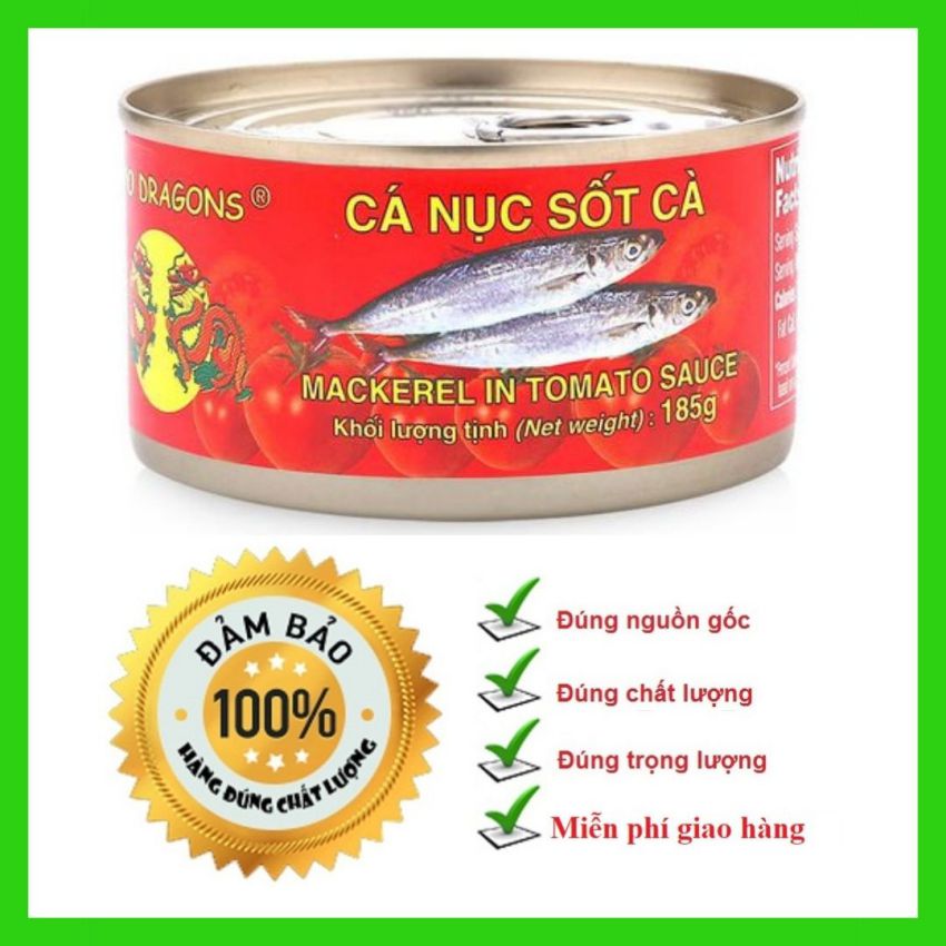 [FreeshipMAX] [MUA 3 FREESHIP] Cá nục sốt cà Two Dragons, hộp 185gr, Cá hộp sốt cà nắp bật