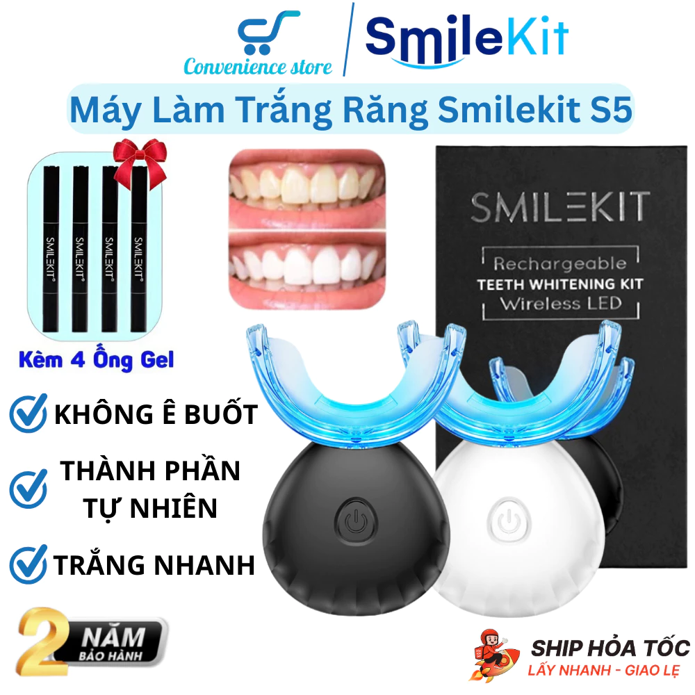 Máy Làm Trắng Răng SMILEKIT S5 Không Ê Buốt Chắc Khỏe Hiệu Quả Rõ Rệt Sau 3 Lần Sử Dụng - Chính Hãng