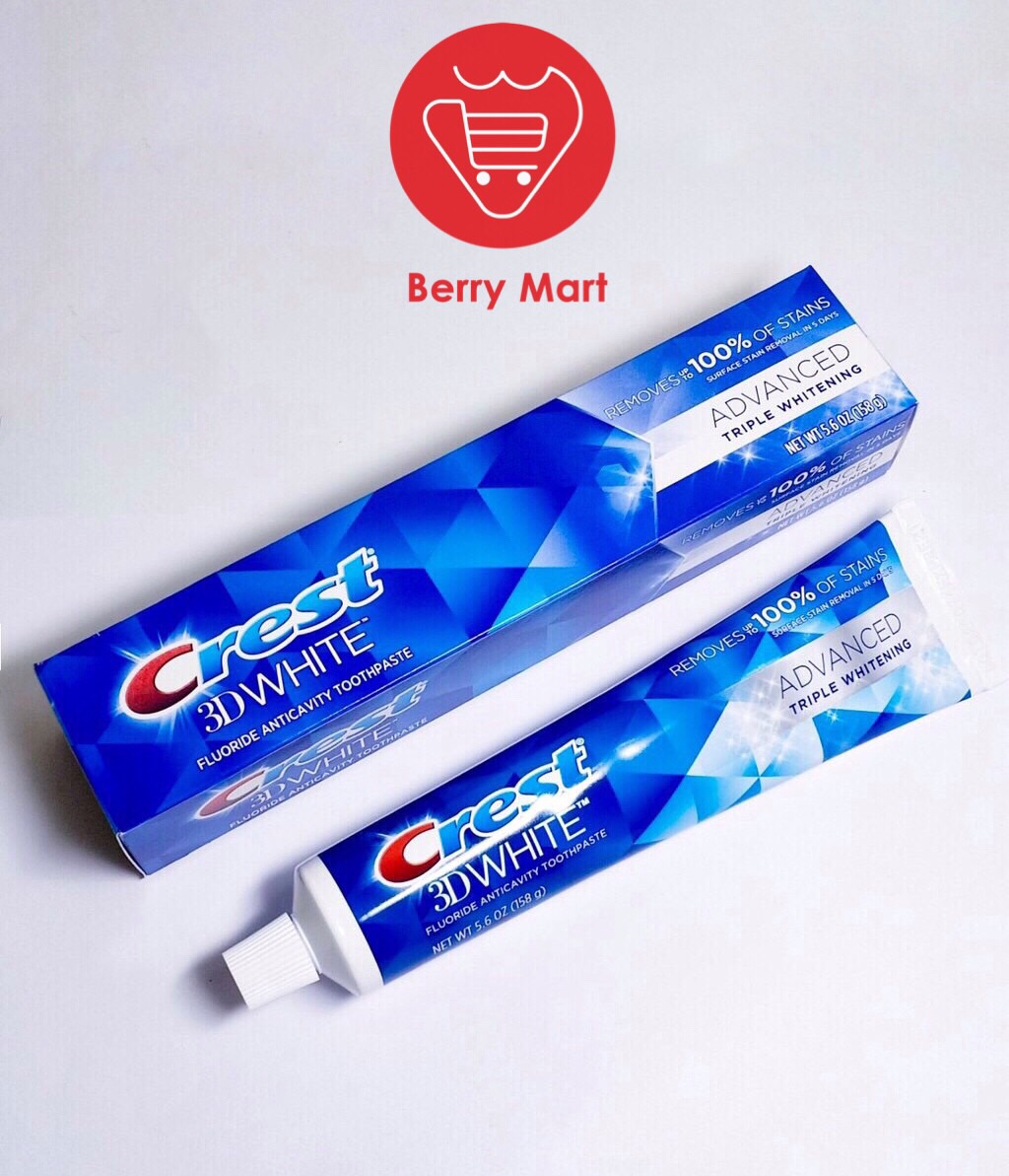 Kem đánh răng 3d crest white advanced triple whitening 158g - mỹ | berry mart
