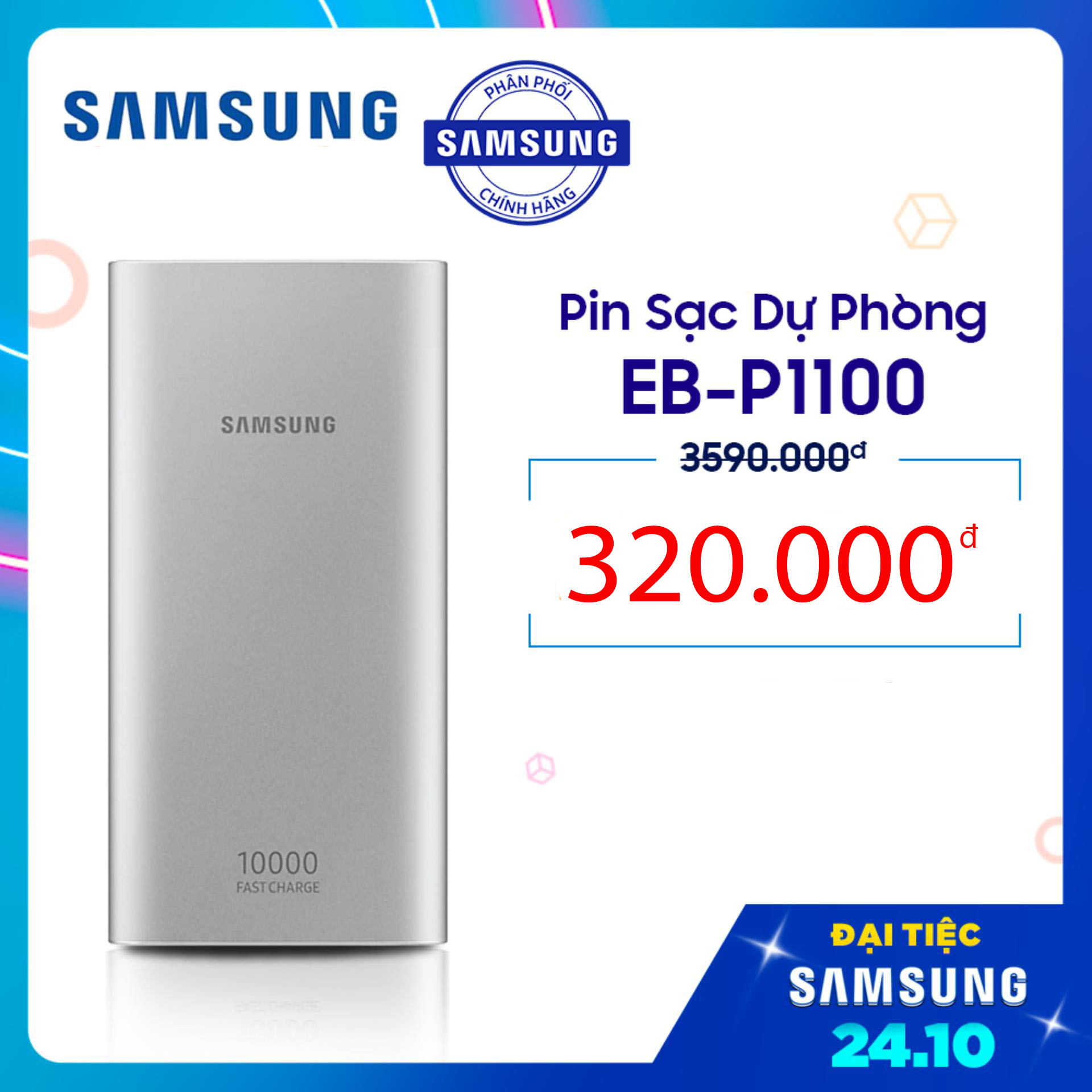 [HCM][ CHÍNH HANG SAMSUNG ] Sạc Dự Phòng Samsung  Pin Sạc Dự Phòng Sam Sung EB-P1100C 10000mah Lõi Li-Polymer Hỗ Trợ 2 Cổng Sạc Nhanh Quick Charge (Bạc) Sam Sung Thái Nguyên Phân Phối  Có Thể Sạc 2 Máy Cùng Lúc  Nhỏ Gọn  Tiện Lợi  BH 12T