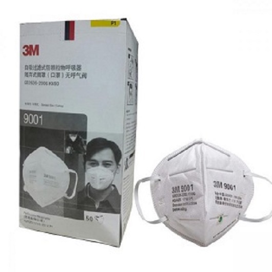 Khẩu trang chống bụi mịn 3M 9001A khẩu trang lọc bụi PM2.5 cơ chế lọc vải không dệt cùng màng lọc tĩnh điện